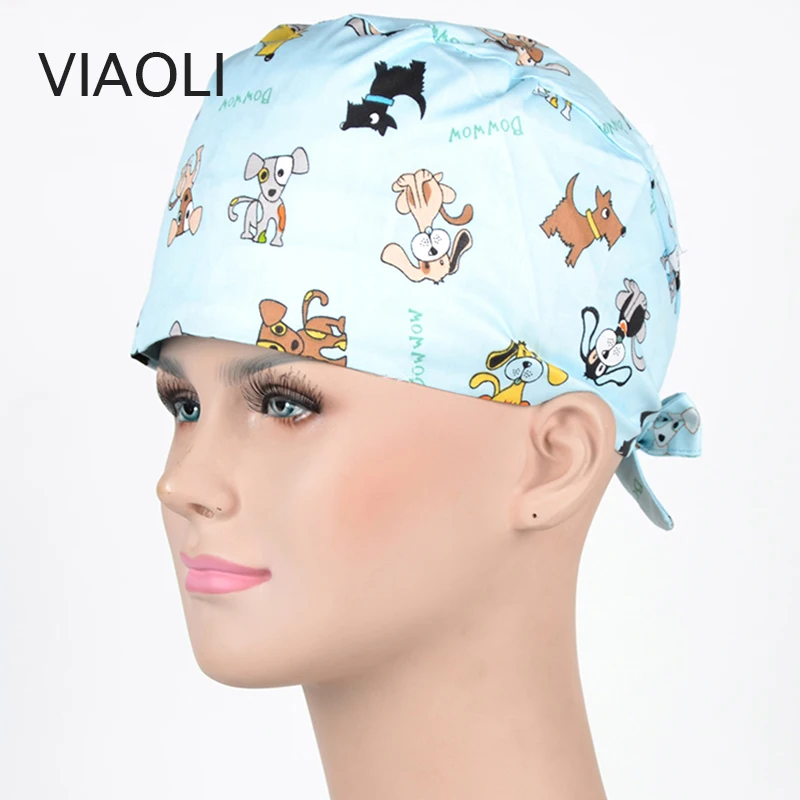 

New pet doctor hats and surgical caps for men and women with sweatband cotton Medical caps Operating room hat