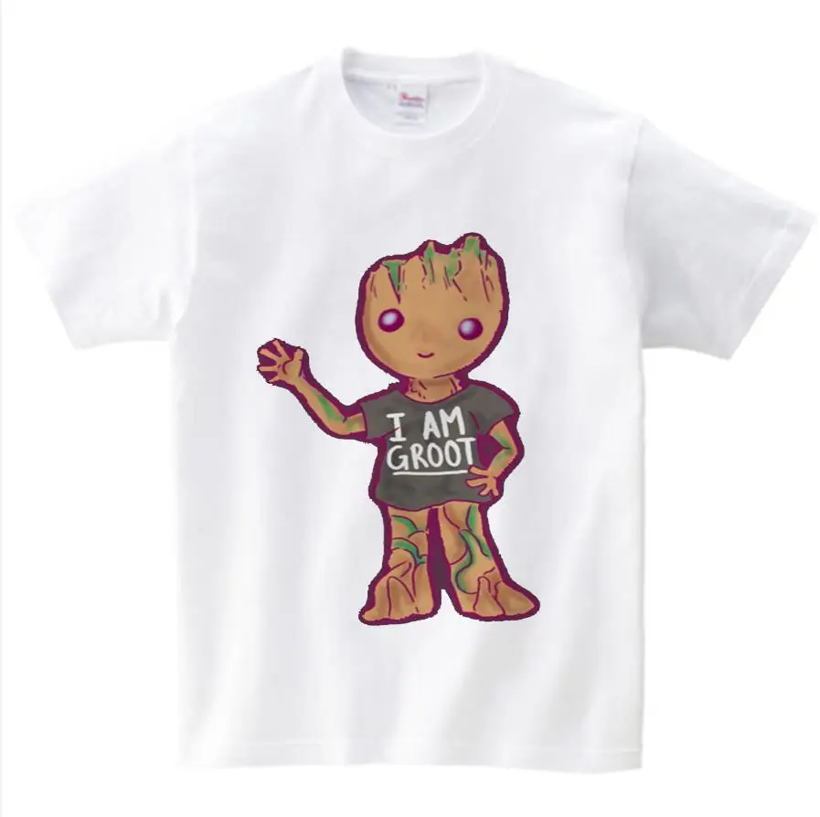 I am Groot/детская футболка для мальчиков, топы для мальчиков, г., детские футболки летняя забавная летняя футболка с рисунком аниме для маленьких девочек, NN - Цвет: White childreT-shirt