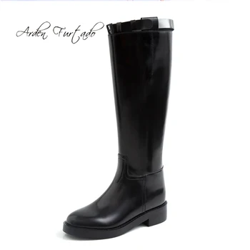 

Arden Furtado Fashion Women's Shoes Winter Personality Women's Boots Knee High Boots genuine Leather square heels fashion shoes