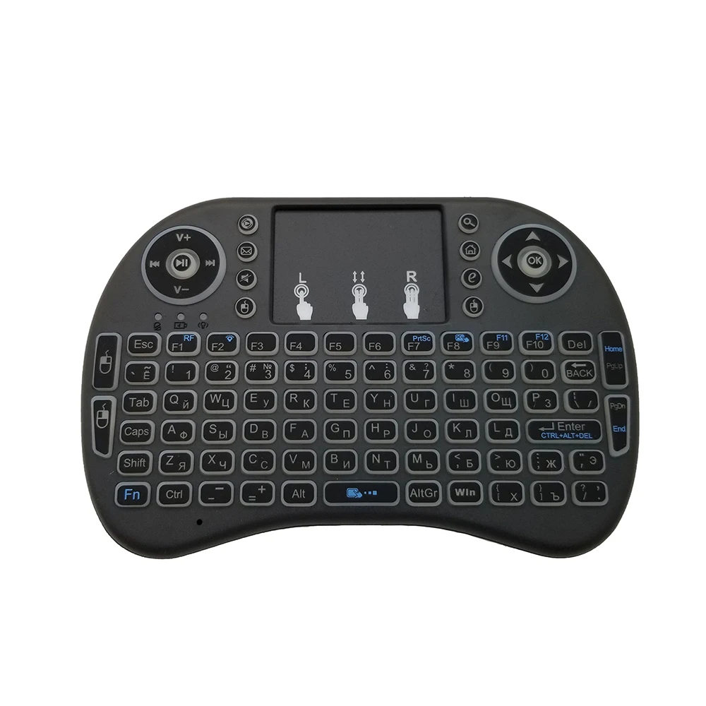 7 Colors Backlit i8 Mini Wireless Keyboard 2.4ghz English Russian 3 Colour Air Mouse with Touchpad Remote Control Android TV