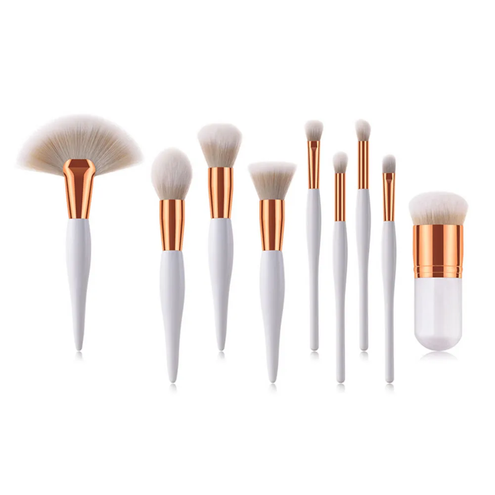 

9 Pcs Professional Makeup Brushes Set Cosmetics Brushes Make Up Beauty Care Tools With Pregnant Belly Shape Handle White White