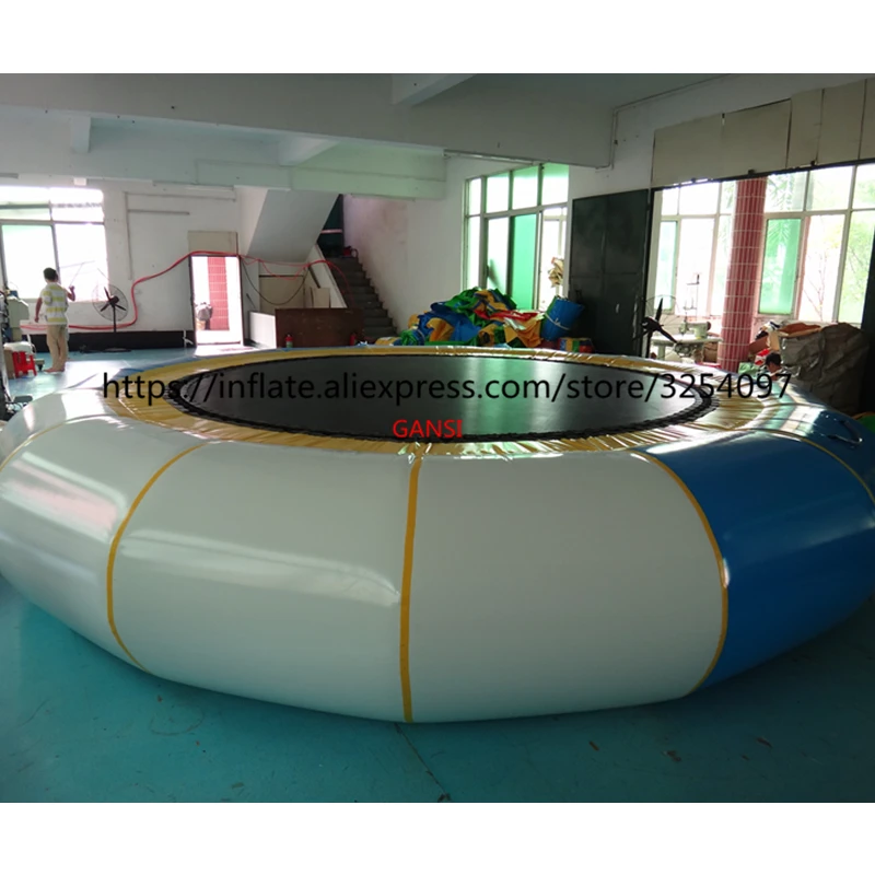 Wholesale price air trampoline inflatable jumping bed human inflatable water floating trampoline for sea games free shipping diameter 2m 0 9mm pvc inflatable water trampoline water jumping bed jumping trampoline come free a pump