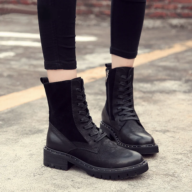 MYCOLEN 2018, gran oferta, botines de mujer, botas de mujer de plataforma  con cordones, botas de mujer a la moda para otoño e invierno, botas cómodas| Botas hasta el tobillo| - AliExpress