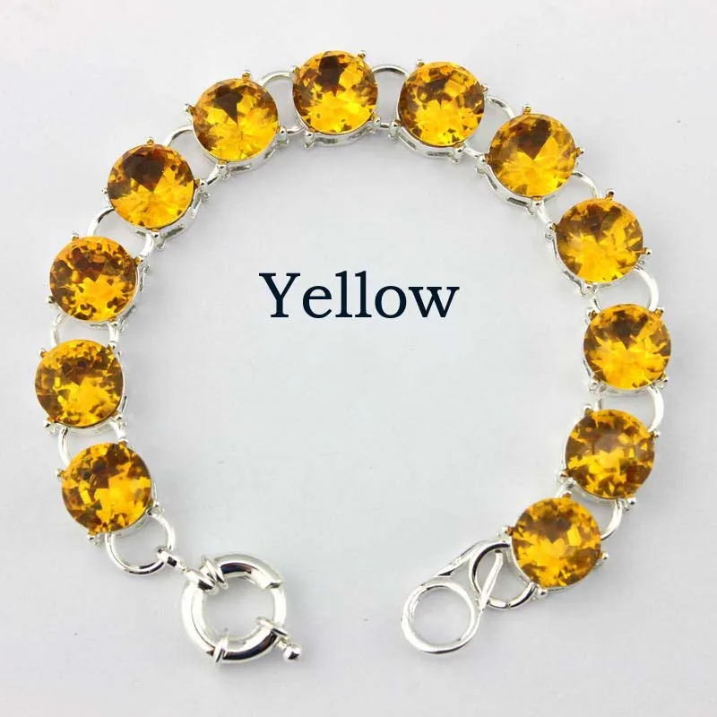 10 цветов на выбор 10*10 мм 12 стекло кристалл точка браслет для женщин модные серебряные массивные браслеты ювелирные изделия - Окраска металла: B1484Silver Yellow