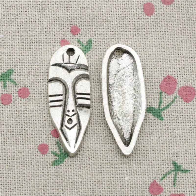 6pcs Charms tiki tribal mask 40*15mm Tibetan Silver Vintage Pendants