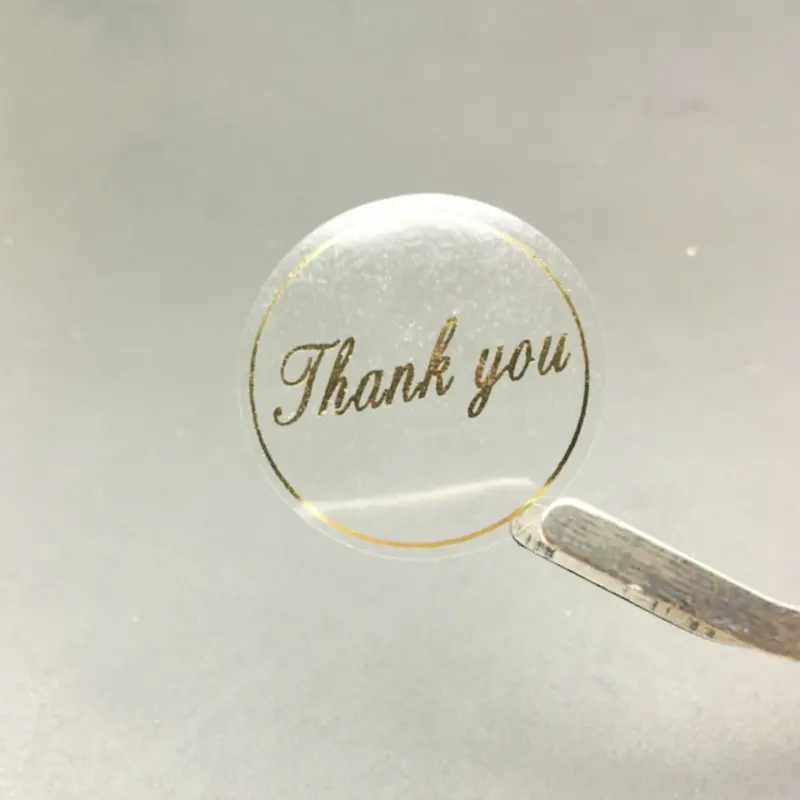 

Round Transparent Gold Thank you Labels stickers self-adhesive Packing Labels stickers 500PCS