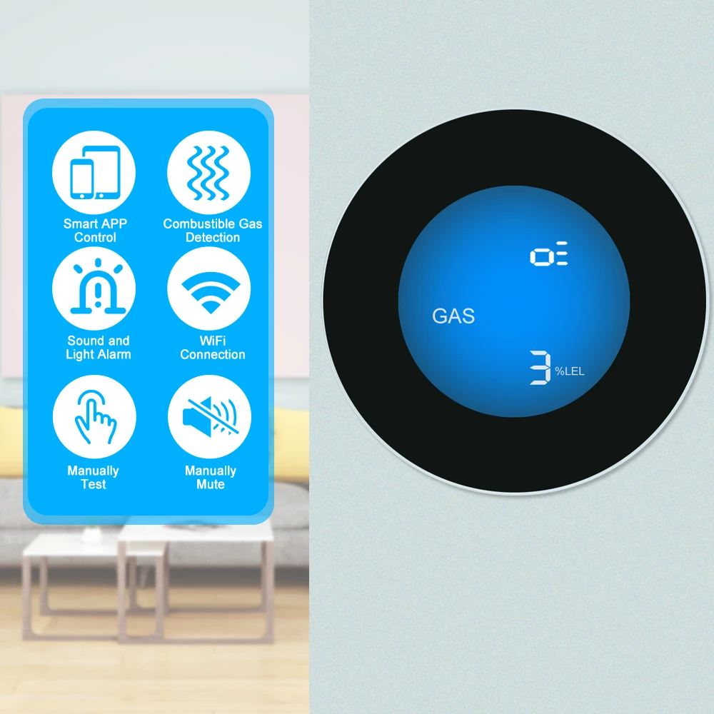 

WIFI Gas Detector Household Combustible Gas Leak Detector APP Remote Control Natural Liquefied Petroleum Gas Leak Tester Sniffer