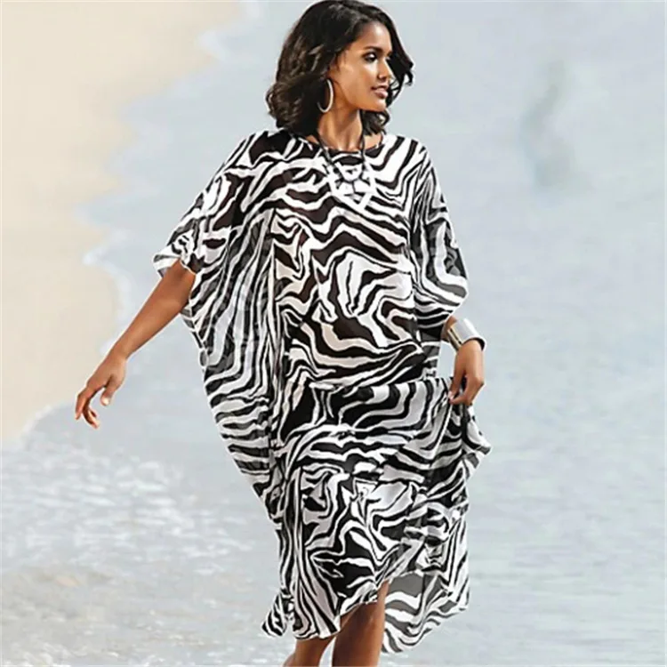 

Beach Tunic Pareo And Dresses Swimsuit Woman Tunics For The Mesh Cover Up Women Chiffon Print Dress Big Yards Smock Robes Upper