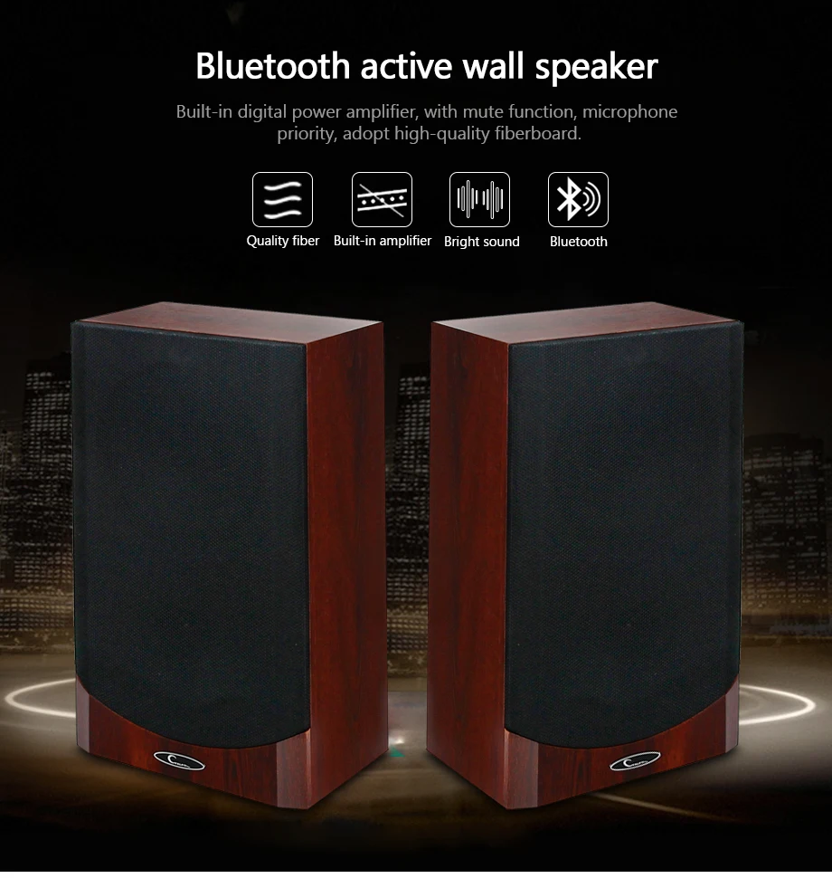 Oupushi PA Системы 15 Вт Bluetooth стены стерео Динамик 2-полосная полный диапазон настенный Bluetooth церковные аудио с усилителем