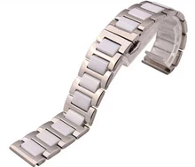 High quality Watches band Straps Bracelets 16mm 18mm 20mm Stainless steel wrap Ceramic White Black Fashion Watches band Hot 2015