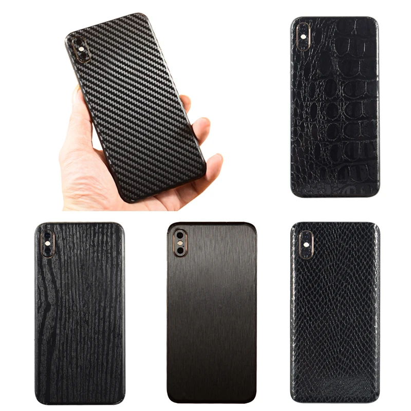 

3D Carbon Fiber / Drawing/ Wood Skins /Snakeskin Phone Back Cover Sticker For iPhone XS MAX XS X 8 Plus 7 6 6S Plus Back Sticker