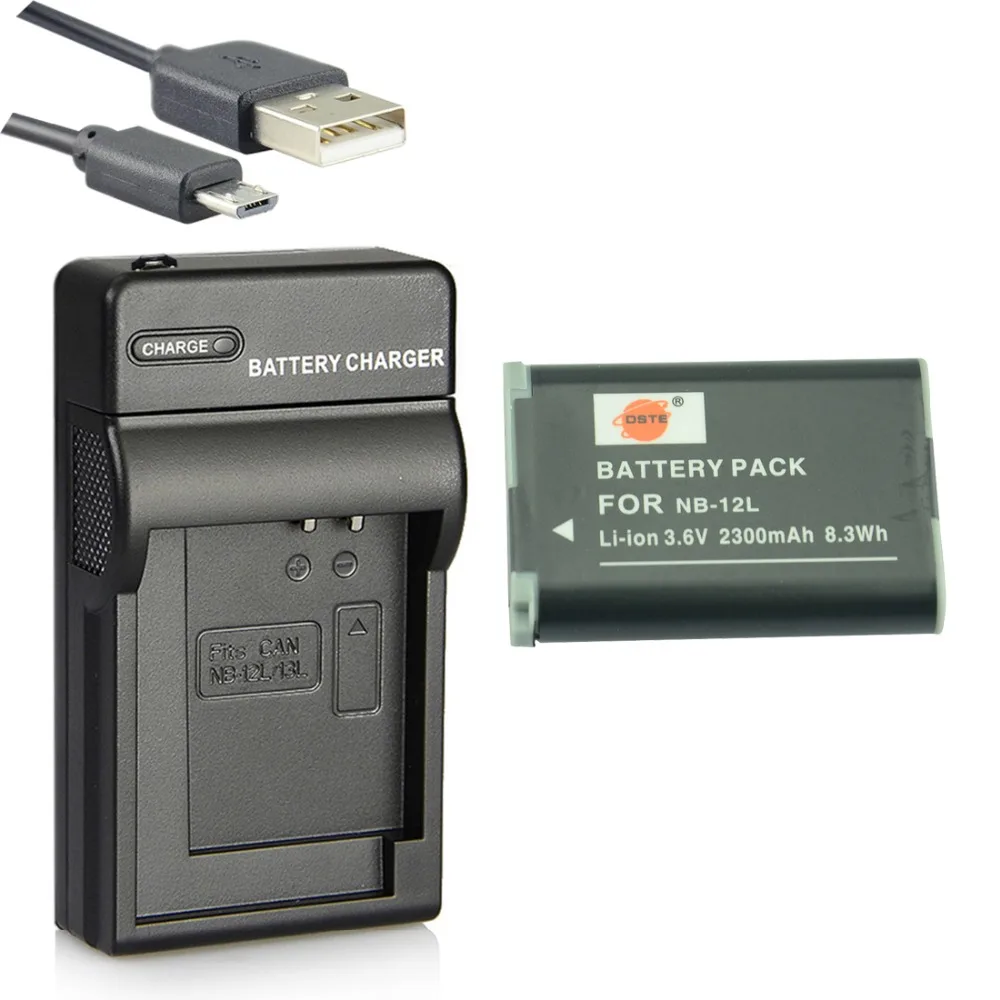 DSTE NB 12L Li ion Battery with USB Port Charger for Canon LEGRIA mini