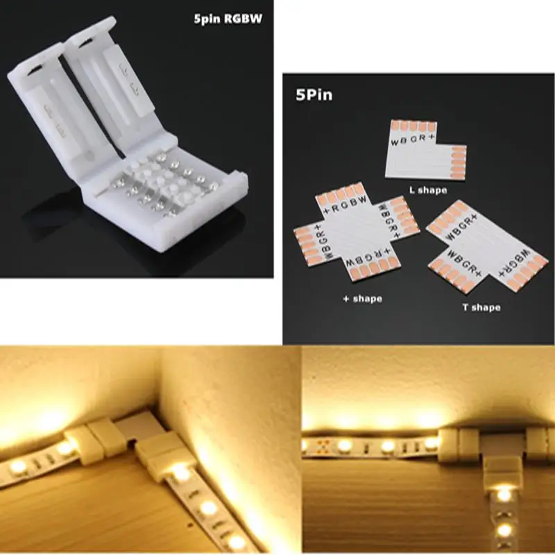 Адаптер для светодиодной ленты RGBW/RGBWW 5Pin 10 мм X L T Type аксессуары 5050|adapter led|led strip light
