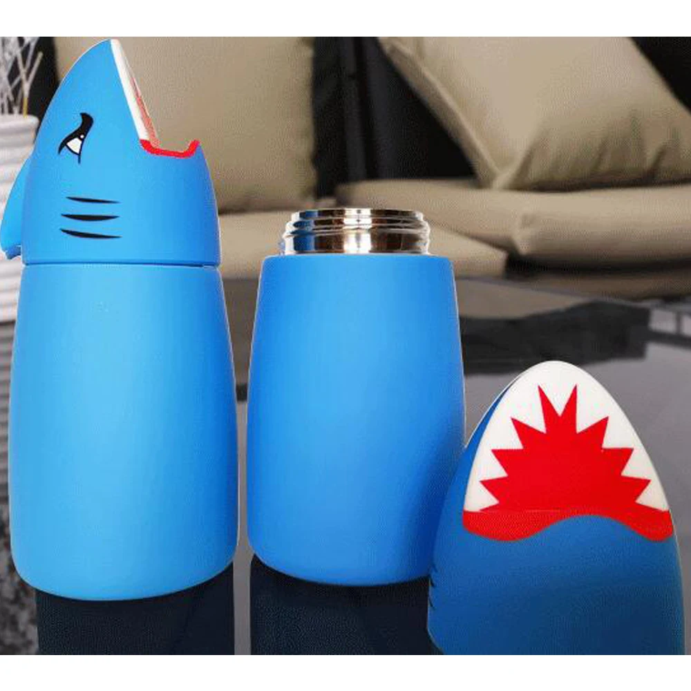 Kitchen Tools Creative cartoon glass 400ML thermos bottle High Temperature Resistant Water Cup for Shark thermal mug termos  (7)
