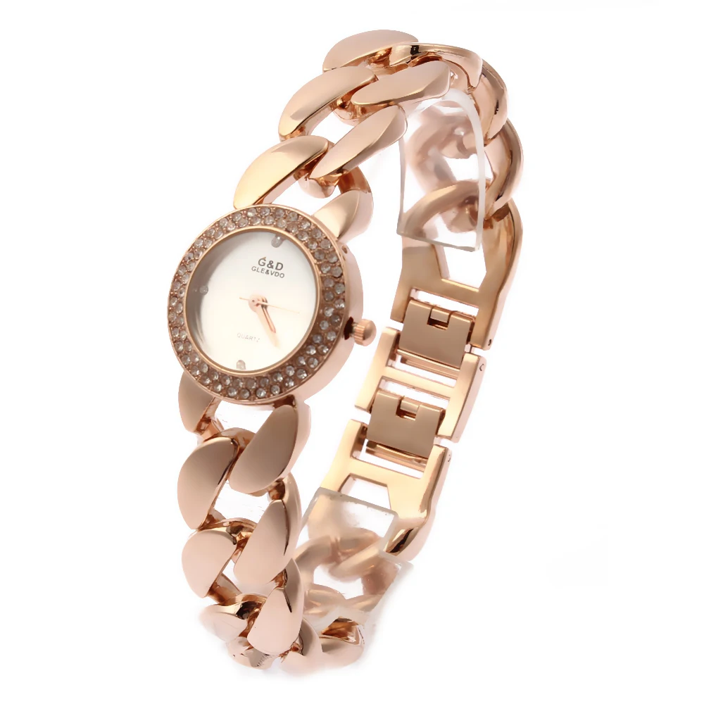 G& D Женские кварцевые наручные часы из нержавеющей стали роскошные женские часы-браслет Reloj Mujer Часы Relogio Feminino розовое золото