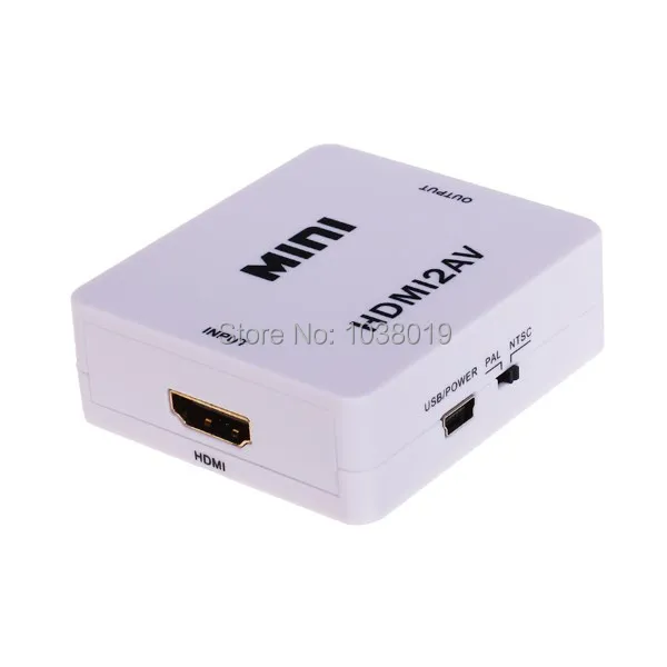 HDMI TO AV,Free shipping,Mini HD Video Converter Box,CVBS L/R Video Adapter HDMI to cvbs+Audio Support NTSC and PAL Output-