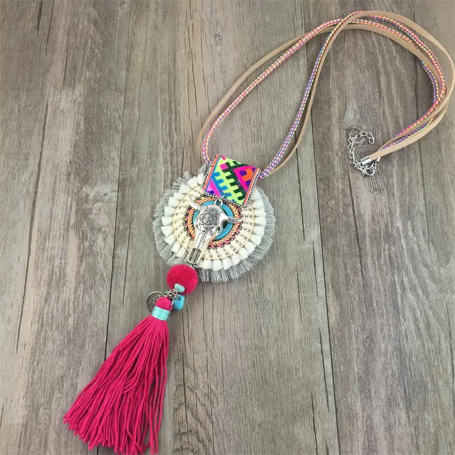 

Ethnic Big Round Pendants Long Boho Necklace Female Bohemian Statement Maxi Necklace Accessories
