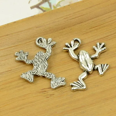 

free shipping 50pcs/lot A6161 antique silver Frog shape alloy charm pendant fit jewelry making 25x20mm wholesale