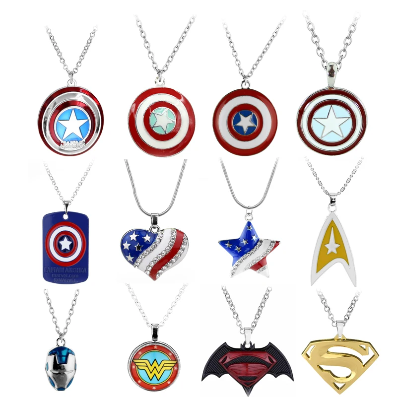 

Film Series Necklace The Avengers 4 Classic Superhero Equipment Captain America Iron Man Pendant For Men Women Fans Jewelry