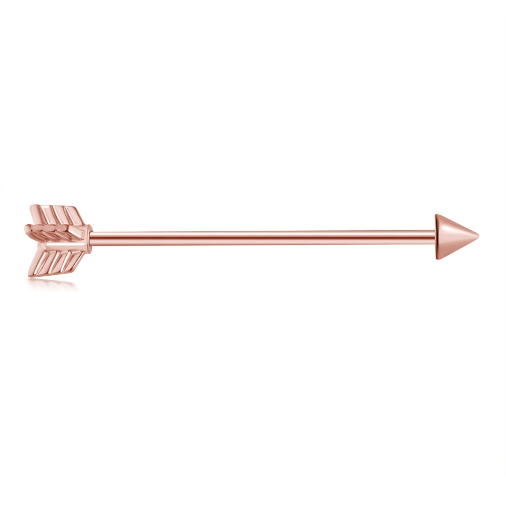 TIANCIFBYJS промышленные серьги-гантели из нержавеющей стали с винтовым ушным хрящом Tragus Helix-Conch пирсинг ювелирные изделия 14 г - Окраска металла: rose gold arrow