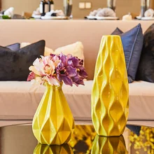 Современная керамическая ваза желтая бутылка маленькая свежая ваза настольная сушеные цветы вазы для украшения дома свадьбы