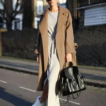 UK, осень/зима, Женское пальто с длинным рукавом, простое, женское, повседневное, стильное, с поясом, прямое, длинное пальто, manteau femme casaco feminino