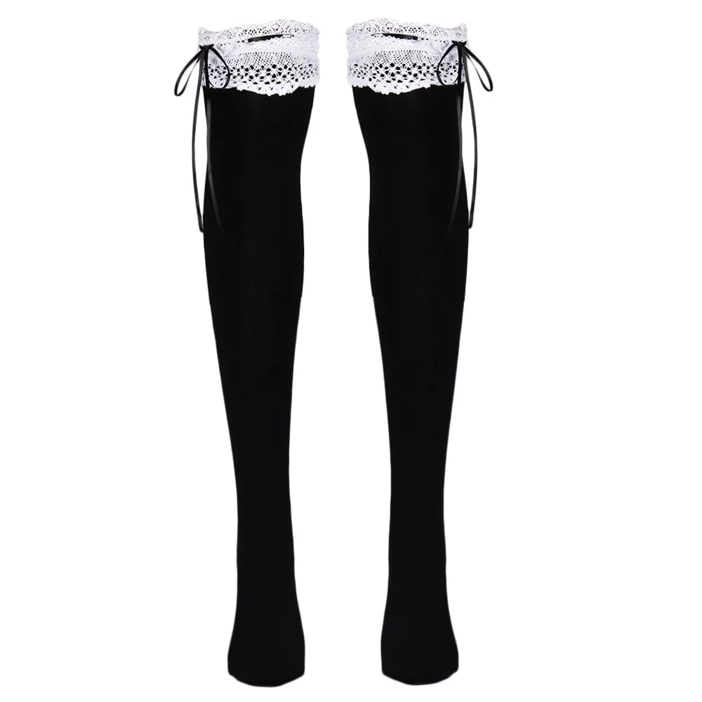 

2017 New women Harajuku high quality twist cotton lace Patchwork Lolita Style over knee socks warm tube stocking Drop shipping