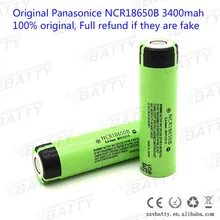 New original 18650 lithium-ion Rechargeable battery 3400 mAh 3.7 V for Panasonic NCR18650B batteries(6 pcs)