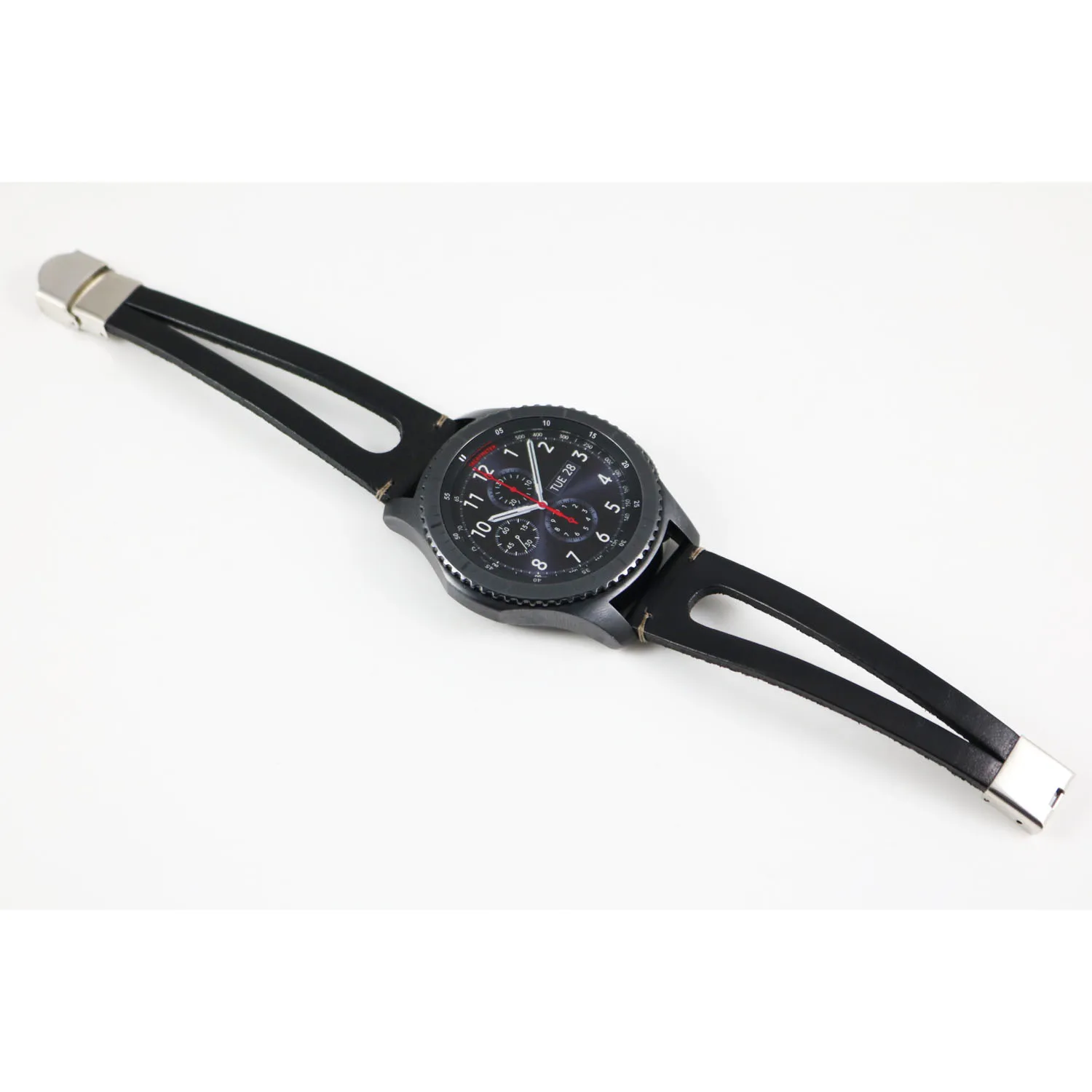 22 мм Amazfit ручной работы ретро браслет для samsung Galaxy Watch 46 мм ремешок из натуральной кожи ремень для gear S3 Frontier классический ремешок - Цвет ремешка: Flat Black