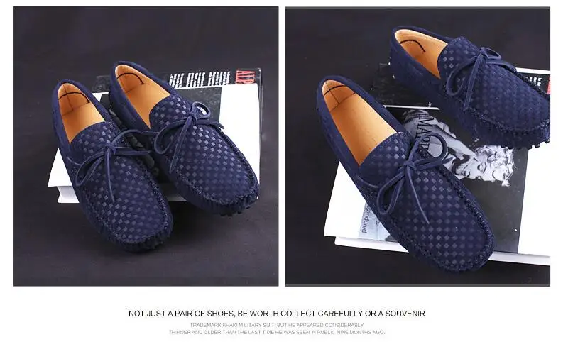 Men's Casual Suede Handmade Velvet Loafers Breathable Leather Driving Shoes Slip-on Boat Shoes Fashion Moccasins Men's Flat Shoe (6)