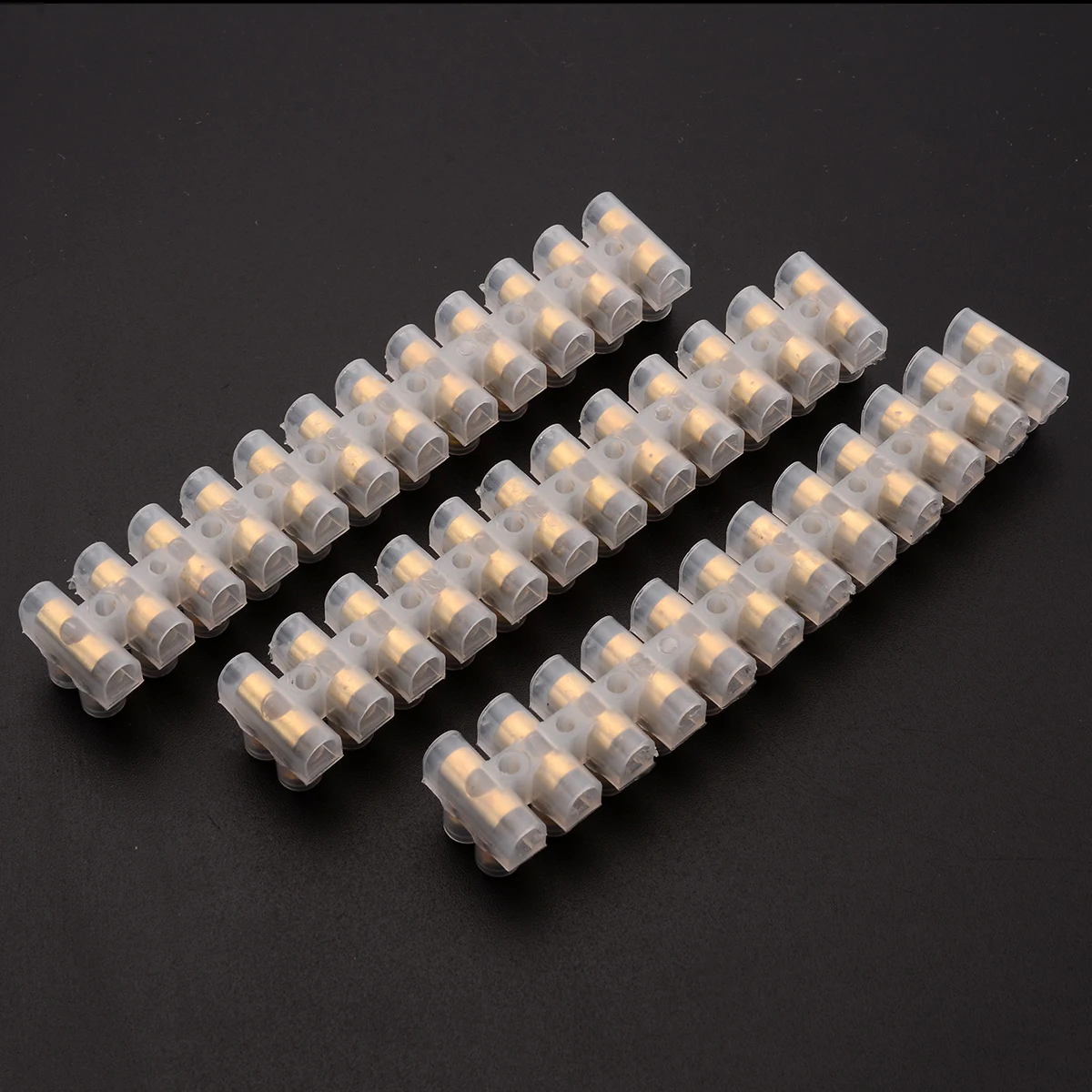 3pcs/set  Electrical Copper Terminal Barrier Strips 12 Way 3A Barrier Screw Terminal Block Wire Connection Connector Strip
