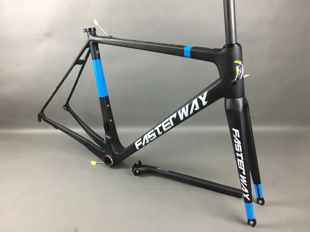 Discount classic design FASTERWAY PRO full black with no logo carbon road bike frameset:carbon Frame+Seatpost+Fork+Clamp+Headset,free ems 15