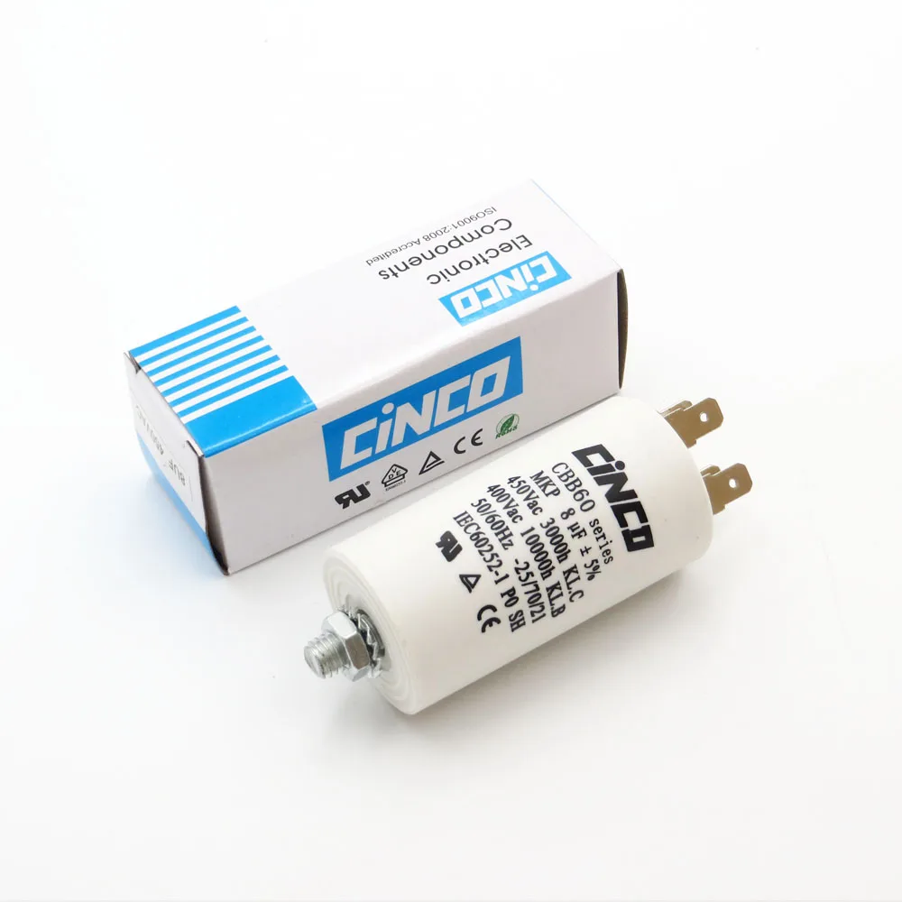 

8UF 400V 450V CBB60 Motor Run Capacitors 4pins SH DB Polypropylene Film Ac 450VAC Water Pump electrical engine 8mfd 8mf