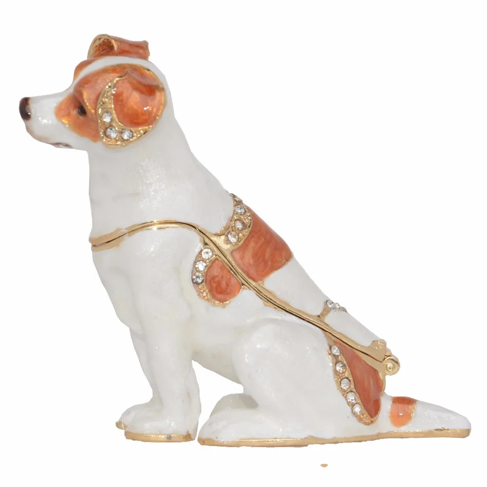 Джек Рассел Терьер Собаки Bejeweled инкрустированная Ювелирная шкатулка миниатюрное кольцо в виде собаки держатель подарки для любимого питомца украшение для собаки
