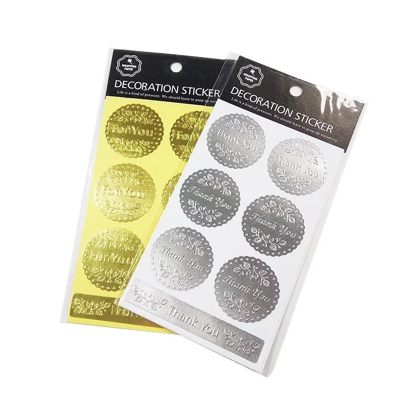 

1 Sheet/pack Upscale Silver Gold For You Thank You For Notebook Scrapbooking Handmade Gifts Envelope Sealing Label Stickers
