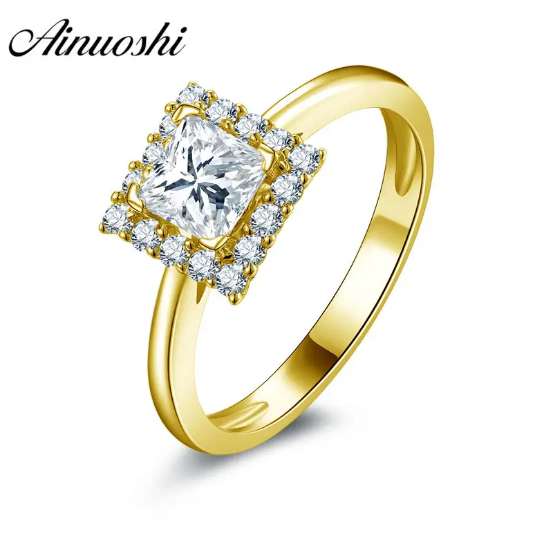 AINUOSHI Classic 1 CT квадратное Кольцо Halo 14K однотонное белое/желтое золото полоса подушка SONA бриллиантовое Женское Обручальное Кольцо AINUOSHI Classic 1 CT квадратное Кольцо Halo 14K однотонное белое/желтое золото полоса подушка SONA бриллиантовое Женское Обручальное Кольцо
