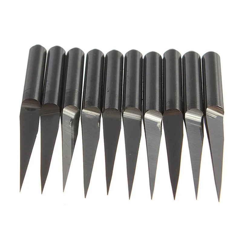 

10Pcs 3.175mm Shank PCB Engraving CNC Bits 10 Degree 0.1mm Carbide Milling Cutter For Copper Aluminum ABS