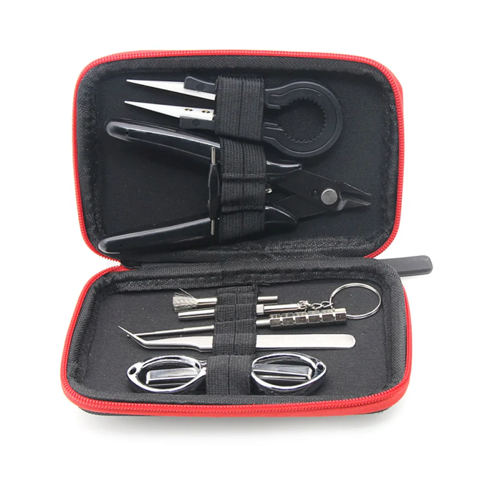 

New Electronic 9 in 1 Cigarette DIY Tool Kit Coil jig Tweezers Pliers For Packing Electronic Cigarette Accessories