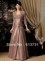 Wholesale - A-line Taffeta mother of the bride dresses with Lace bodice and 3/4 sleeve Bolero Jacket CA 6006