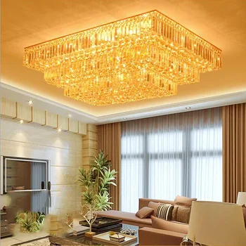 

Z Crystal Ceiling Lamps with Remote Control For Restaurant And Bedroom Fashionable Rectangle Lighting Fixture with 5W LED Chip