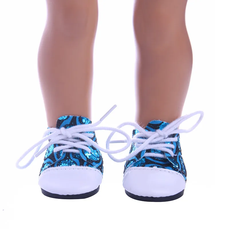 Стильная синяя Маленькая кожаная обувь для 18 дюймов американская кукла аксессуары, лучший подарок n987