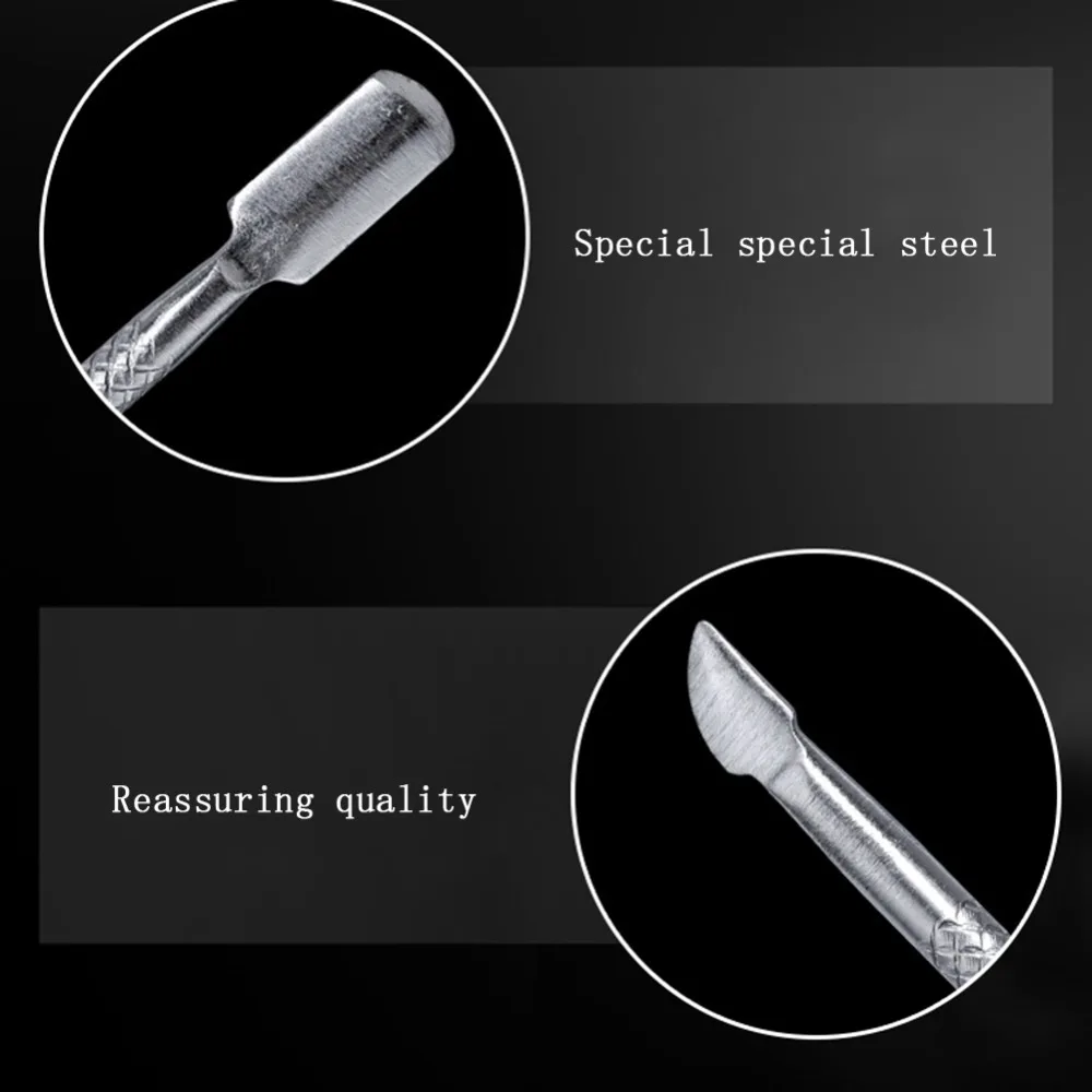 Hot Sale 2pcs Double Sides Stainless Steel Cuticle Nail Pusher Nail Art Care Sets Cuticle Pushers Tools