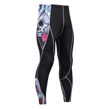 

Fashion Mens Compression Pants Skull 3D Print Quick Dry Skinny Leggings Tights Fitness MMA Pants Bodybuilding Tousers