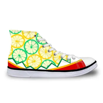 

WHEREISART Stylish Womens Girls Lace-up High Top Sneakers Casual Shoes Yellow