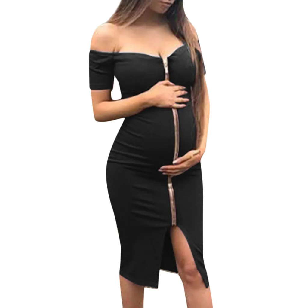 

Women Pregnant Maternity Nursing Solid Breastfeeding Summer Maternity Dress MM625