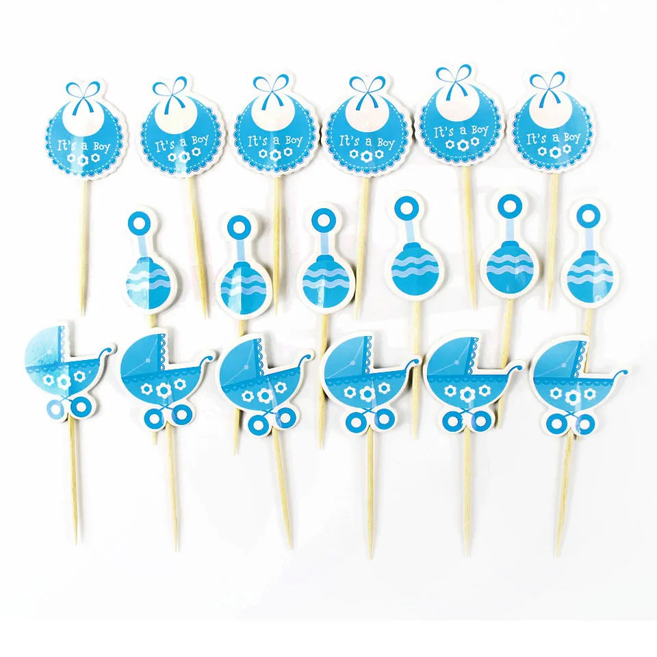 Heronsbill 18Pcs Paper Cupcake Toppers Baby Shower Decorations Its a Girl Boy Party Supplies Babyshower Gender Reveal