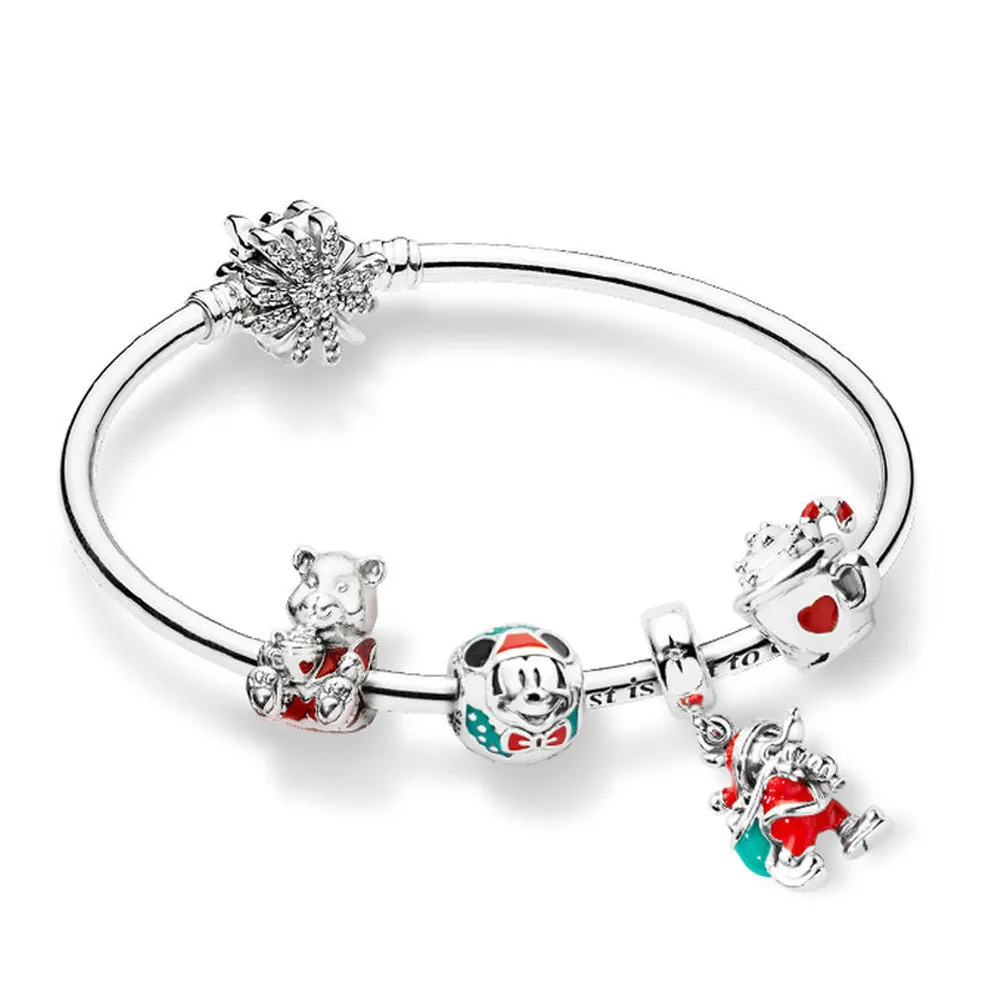 

100% 925 Silver Bracelet Set Winter Christmas Day Charm Cacacacacause Starfire Welcome Holy Ping Christmas Bag