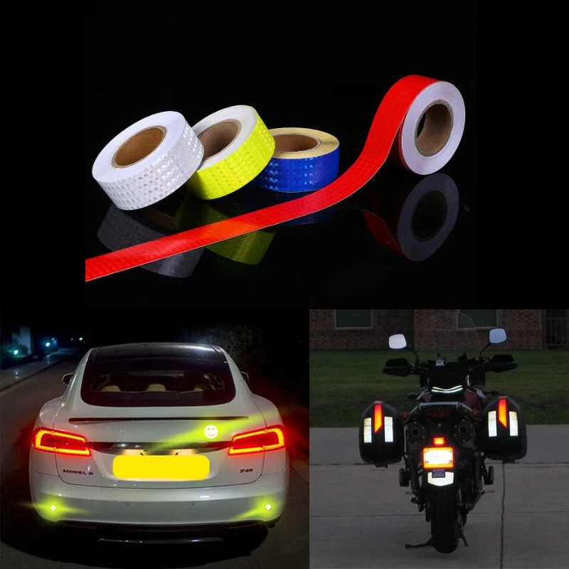 5cmx30m Reflective Bicycle Stickers Adhesive Tape For Bike Safety White Red Yellow Reflective Bike Stickers
