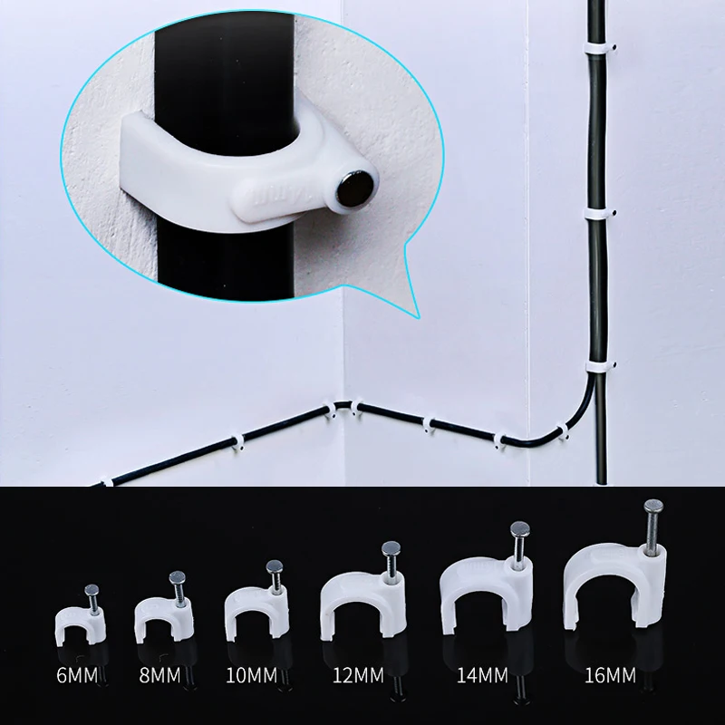 7MM Circle Path Circle cable clips cable nail wire clips 100PCS/bag 7mm