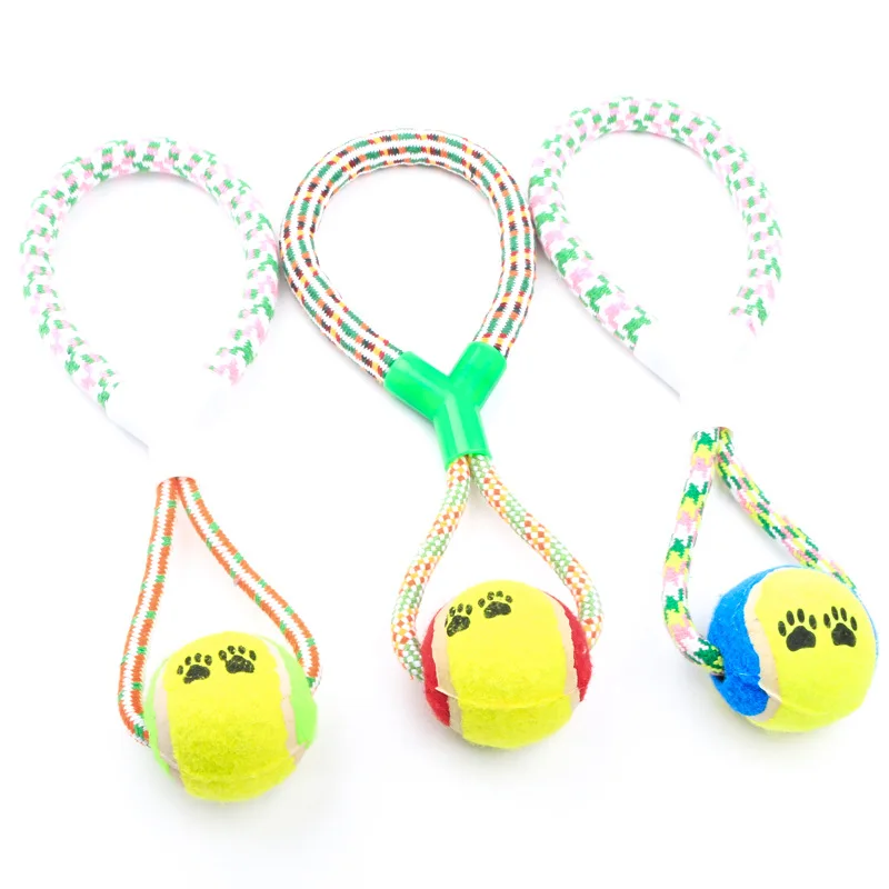 Durable Rope Cotton Braided Pet Ball Dog Toy Y Shaped Dog Tennis Balls